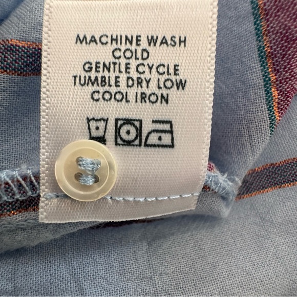 Xirena Striped Cotton Button Front Tunic Shirt Blue Oversized Short Sleeve Small - Picture 12 of 12